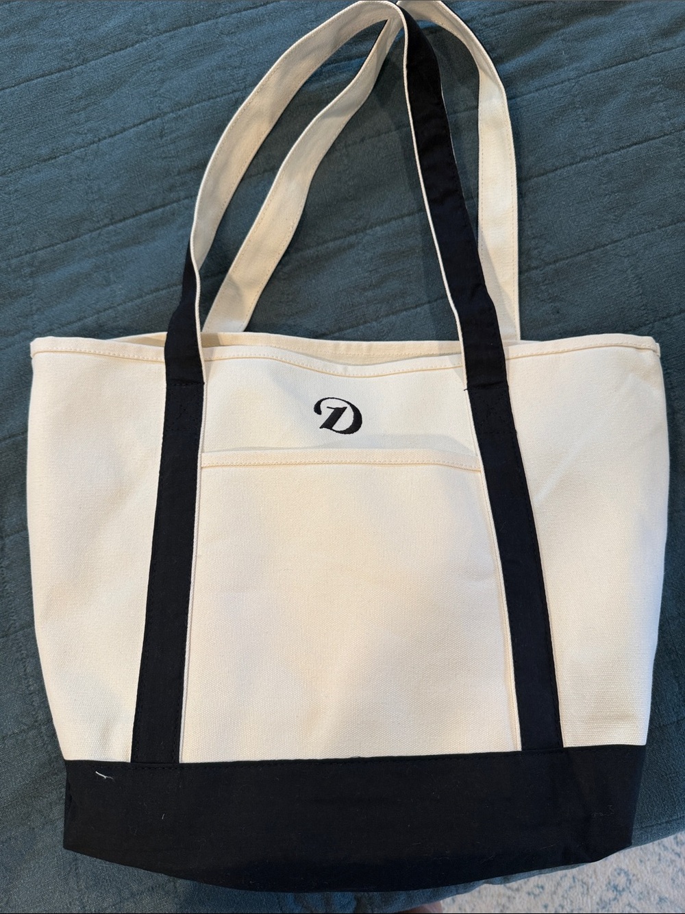 Monogram “D” Cream and Black Canvas Tote